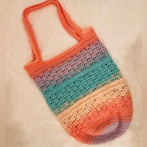 Mermaid Rainbow Sparkle Shell Market Crochet Tote Bag HANDMADE 🌈🧜♀️😍